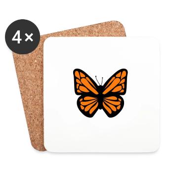 oranger Schmetterling - Untersetzer (4er-Set) - Weiß - Vorne
