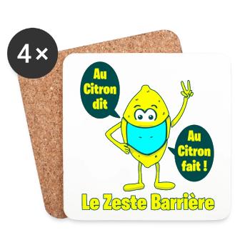 LE ZESTE BARRIÈRE, AU CITRON DIT, AU CITRON FAIT ! - Dessous de verre (lot de 4) - blanc - Devant