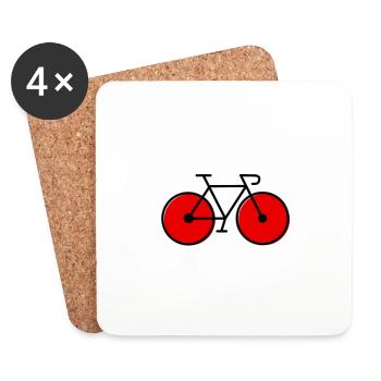 vélo de course rouge - Dessous de verre (lot de 4) - blanc - Devant