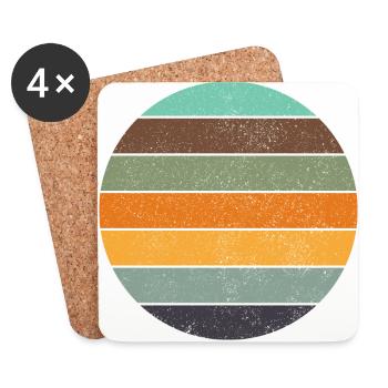 Retro rainbow sunset blue - Coasters (set of 4) - white - Front