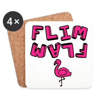 Flim Flam Flamingo - Untersetzer (4er-Set) - Weiß - Vorne