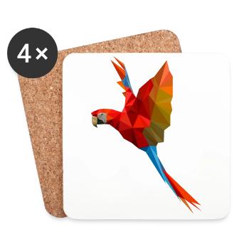 Tropischer Papagei Vogel Polygon Papageibesitzer - Untersetzer (4er-Set) - Weiß - Vorne