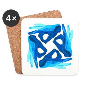 Signes de plongée symbole art plongeur cadeau - Dessous de verre (lot de 4) - blanc - Devant