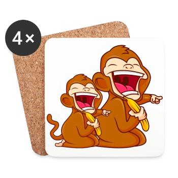monkey banana funny comic baby monkey - Coasters (set of 4) - white - Front