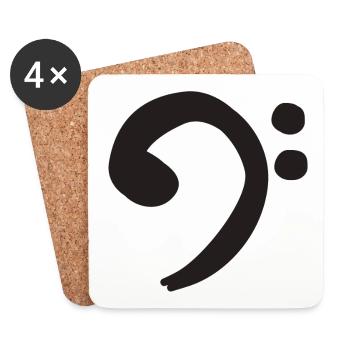 Bass Clef - Black - Coasters (set of 4) - white - Front