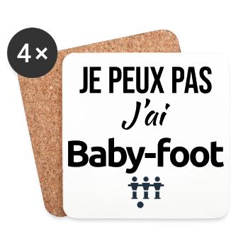 Babyfoot Je peux pas j'ai... sport football jeux - Dessous de verre (lot de 4) - blanc - Devant