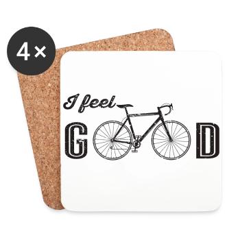 Je me sens bien Fahrrad Design Kreativ Positiv Retro - Dessous de verre (lot de 4) - blanc - Devant