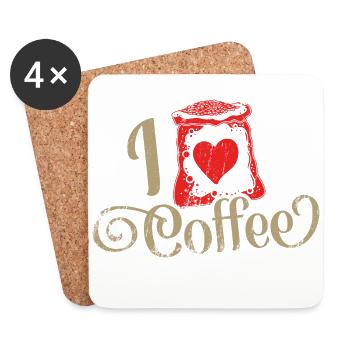 I love coffee love coffee beans - Coasters (set of 4) - white - Front