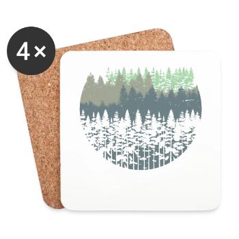 Natur Wald Bäume - Untersetzer (4er-Set) - Weiß - Vorne