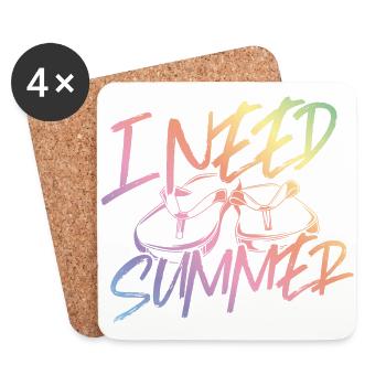 J’Ai Besoin D’été Flip Flops Plage - Dessous de verre (lot de 4) - blanc - Devant