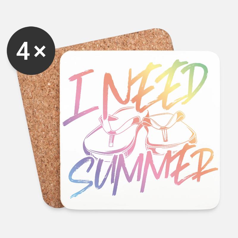 Ich Brauche Sommer Flip Flops Strand - Untersetzer (4er-Set) - Weiß