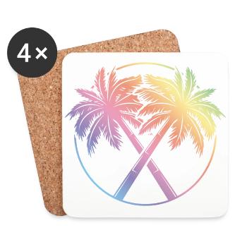 tour de palme coloré - Dessous de verre (lot de 4) - blanc - Devant
