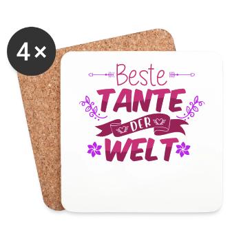 Tante Spruch Beste Tante der Welt Geschenk - Untersetzer (4er-Set) - Weiß - Vorne