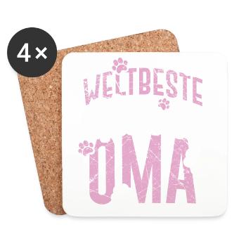 Hundebesitzer Weltbeste Hunde Oma Hundebesitzer - Untersetzer (4er-Set) - Weiß - Vorne