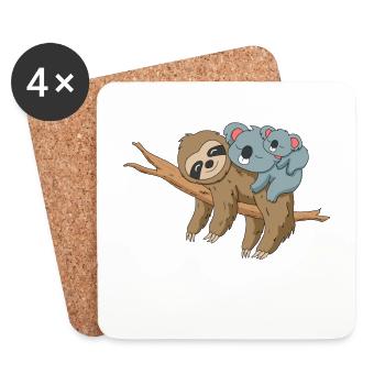 Cadeau de paresse koala mignon endormi - Dessous de verre (lot de 4) - blanc - Devant