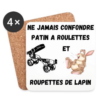 T-shirt patin a roulettes Lapin Humour Cadeau - Dessous de verre (lot de 4) - blanc - Devant