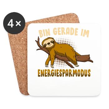Bin gerade im Energiesparmodus Faultier Spruch - Untersetzer (4er-Set) - Weiß - Vorne
