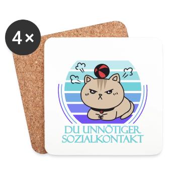 Geh mir aus dem weg du unnötiger Sozialkontakt - Untersetzer (4er-Set) - Weiß - Vorne