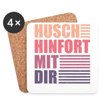Husch hinfort mit dir! Unnötiger Sozialkontakt - Untersetzer (4er-Set) - Weiß - Vorne