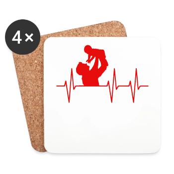 Papa Sohn Vater Tochter Liebe Herzschlag Puls EKG - Untersetzer (4er-Set) - Weiß - Vorne