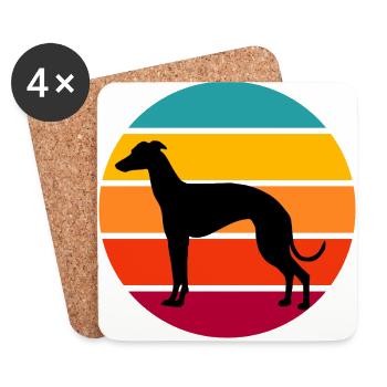 Retro Sunset Greyhound - Coasters (set of 4) - white - Front