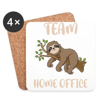 Team Home Office Faultier Geschenk Büro Homeoffice - Untersetzer (4er-Set) - Weiß - Vorne
