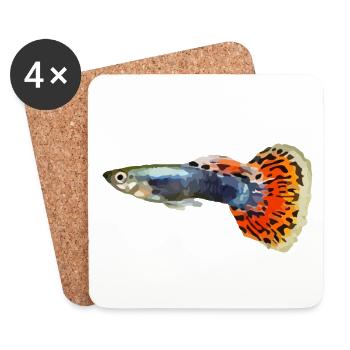 Guppy Zierfisch farbig bunt Grafik - Untersetzer (4er-Set) - Weiß - Vorne