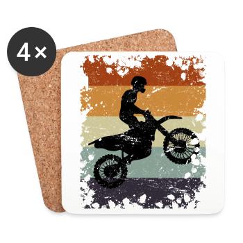 Motocycliste moto vintage motocross dirt bike - Dessous de verre (lot de 4) - blanc - Devant