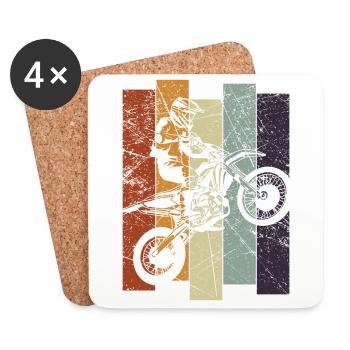 Vintage Motorcross Dirtbike Enduro Motorcyclist - Coasters (set of 4) - white - Front