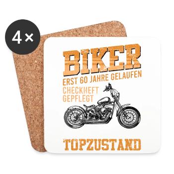 Motorradfahrer 60 Jahre Geburtstag Topzustand - Untersetzer (4er-Set) - Weiß - Vorne