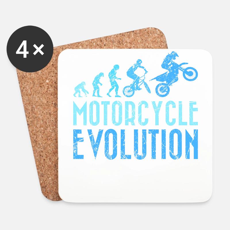 Motorradfahrer Evolution Mensch Entwicklung - Untersetzer (4er-Set) - Weiß