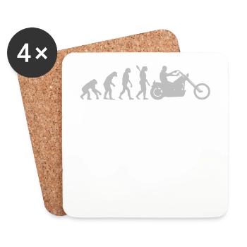 Motorradfahrer Entwicklung Evolution Männer Opa - Untersetzer (4er-Set) - Weiß - Vorne