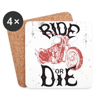 Ride Or Die Motorcycle - Coasters (set of 4) - white - Front