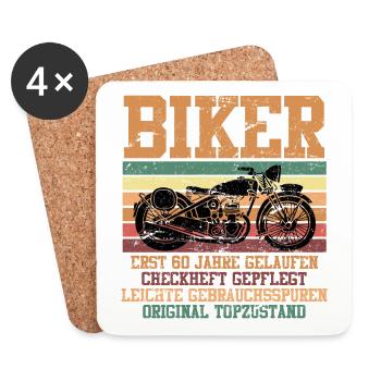 Motorradfahrer 60 Jahre Geschenk 60. Geburtstag - Untersetzer (4er-Set) - Weiß - Vorne