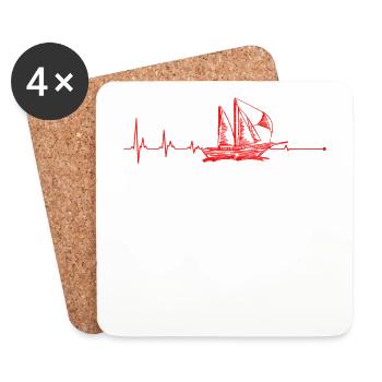Segelschiff Antik Segler Segelboot EKG Herzschlag - Untersetzer (4er-Set) - Weiß - Vorne