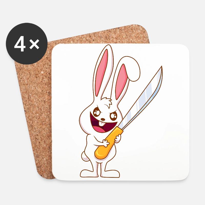 Böses Häschen Hase mit Messer lustiger Osterhase - Untersetzer (4er-Set) - Weiß
