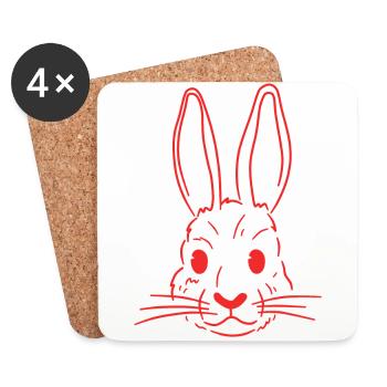 head drawing rabbit gift artwork - Coasters (set of 4) - white - Front