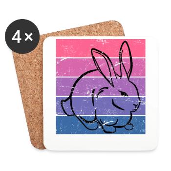 Lapins femmes cadeau rétro lapin animal de compagnie - Dessous de verre (lot de 4) - blanc - Devant