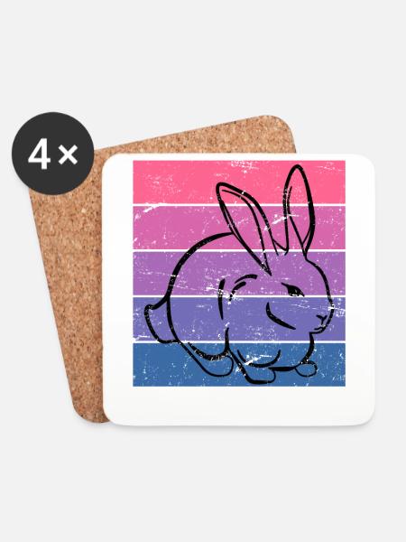 Kaninchen Frauen Geschenk Retro Hase Haustier - Untersetzer (4er-Set) - Weiß