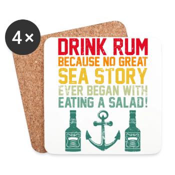 Navigateur Renard Alcool Rhum Vintage Ancre - Dessous de verre (lot de 4) - blanc - Devant