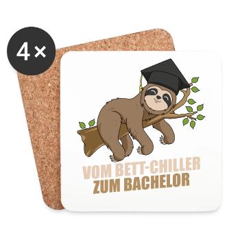 Bett-Chiller zum Bachelor 2021 Abschluss Spruch - Untersetzer (4er-Set) - Weiß - Vorne