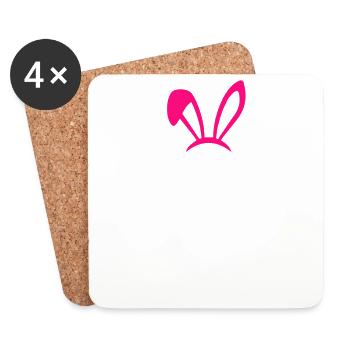 Oreilles de lapin pouls battement cardiaque ECG Lapins - Dessous de verre (lot de 4) - blanc - Devant