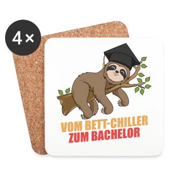 Bachelor Abschluss Geschenk Faultier Faul - Untersetzer (4er-Set) - Weiß - Vorne
