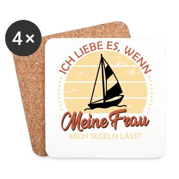 Ich liebe meine Frau wenn sie mich segeln lässt - Untersetzer (4er-Set) - Weiß - Vorne