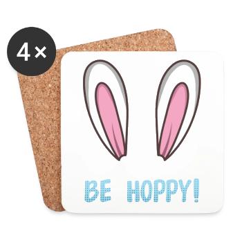 Osteregschenk ears bunnies saying be hoppy - Coasters (set of 4) - white - Front