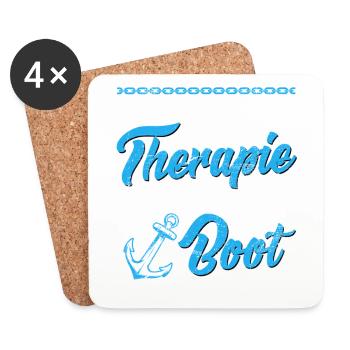 Bootsfahrer Spruch keine Therapie nur Boot - Untersetzer (4er-Set) - Weiß - Vorne