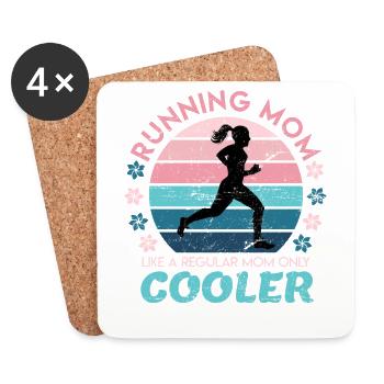 Laufen Geschenk Damen Running Mom Mutter Spruch - Untersetzer (4er-Set) - Weiß - Vorne