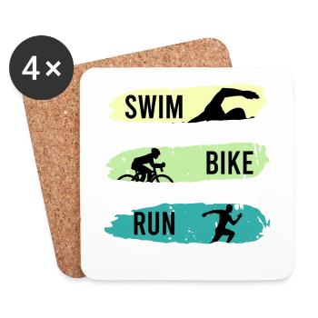 Triathleten Spruch Schwimmen Rad fahren Laufen - Untersetzer (4er-Set) - Weiß - Vorne
