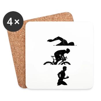 Triathlon Lettering Endurance Athlete Swimmer - Coasters (set of 4) - white - Front