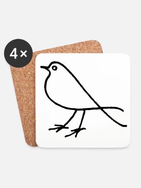 Nur ein Vogel - Untersetzer (4er-Set) - Weiß